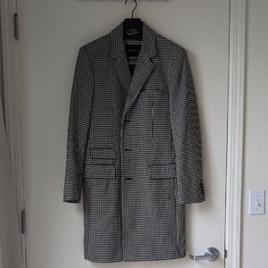 Club Monaco Black and White Mid-thigh Pea Coat